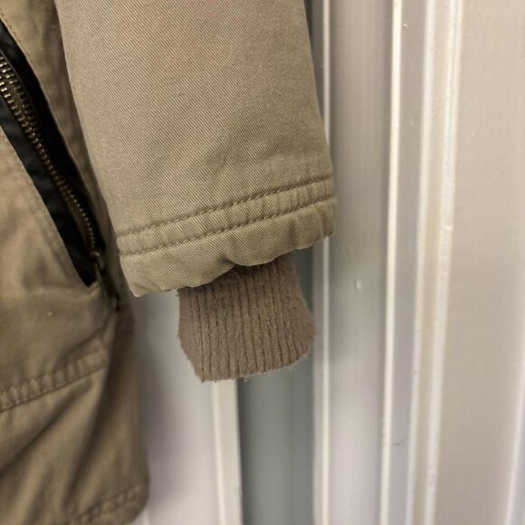 STEVE MADDEN Small Coat Khaki Beige Removable Hood Full Zip Warm EUC. Barn - Picture 2 of 12